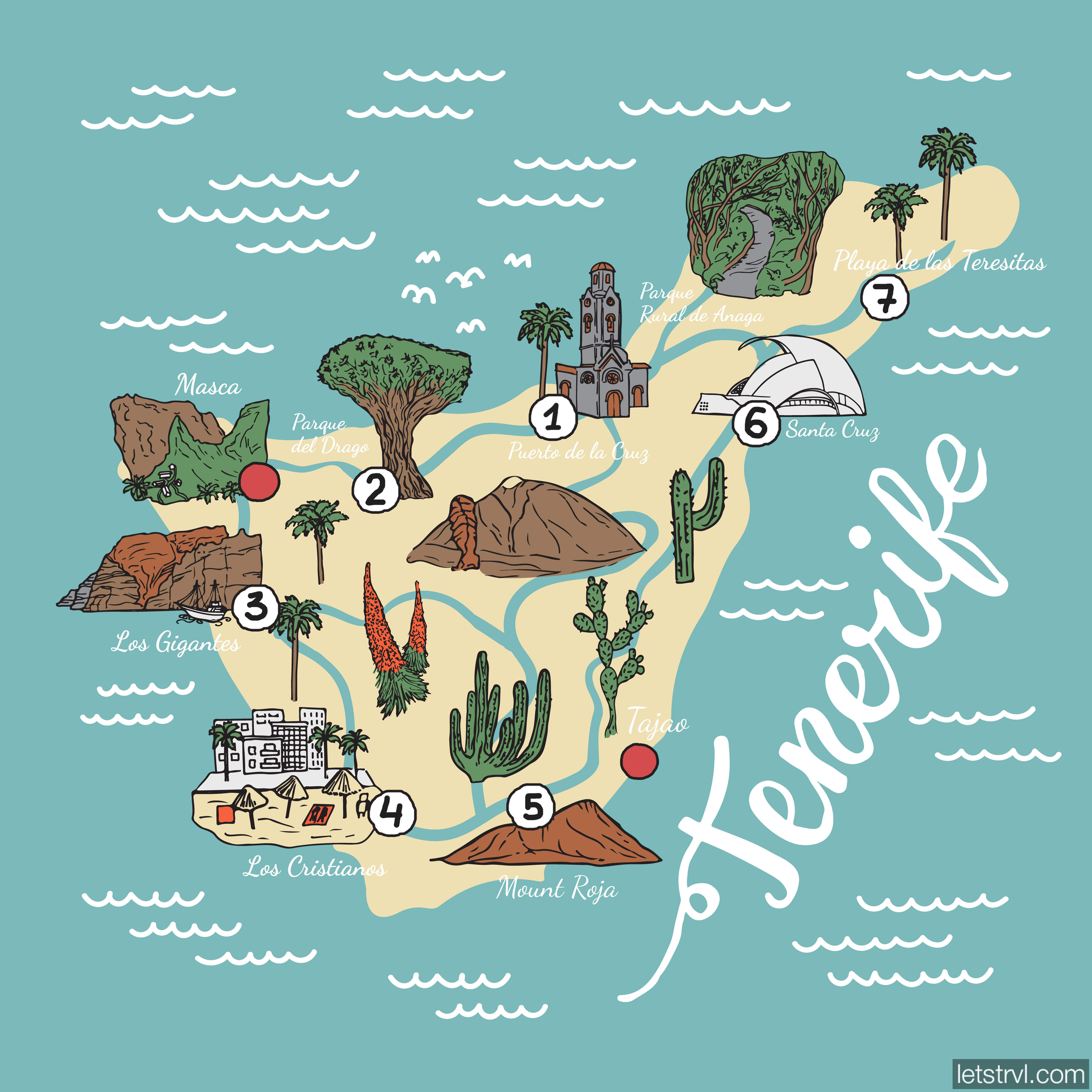 Карта иллюстрация Тенерифе